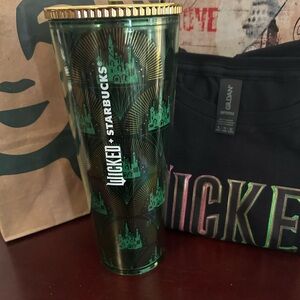 Starbucks Green Tumbler with Gold Lid